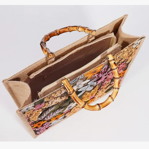 Floral Embroidered Tote Bag - Multicolor - Picture 9 of 9